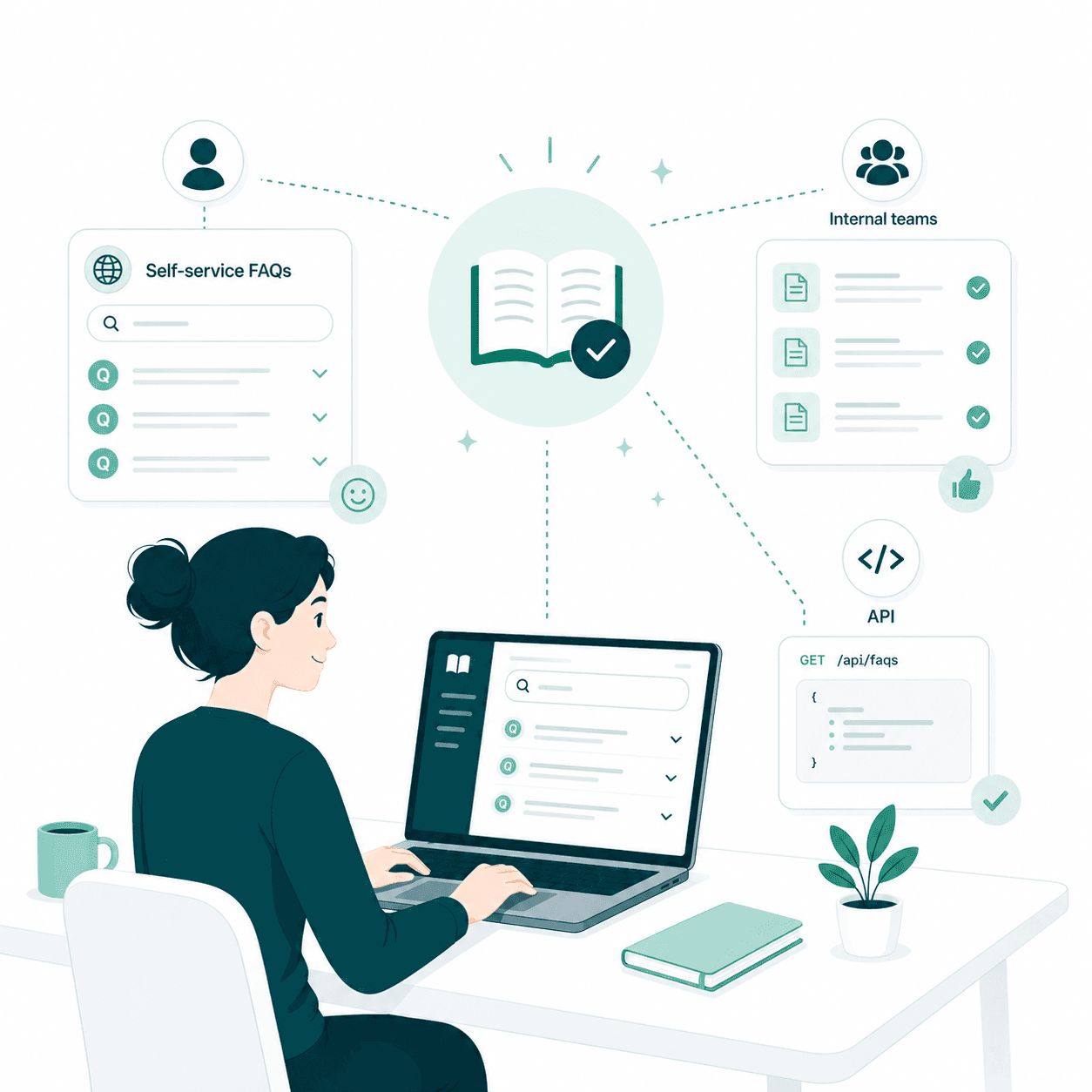 Self-service FAQs that stay in sync illustration